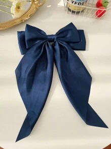 1 pieza de clip de cabello de cinta sólido elegante y sencillo con resorte - Azul Marino - Ver 2