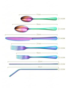 Juego De Cubiertos De Acero Inoxidable Plata 28 Piezas - Multicolor - Ver 2