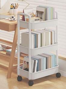 1個書架小手推車收納架,輪式整理器簡易零食桌邊櫃,閱讀架 - 白色 - 查看 4