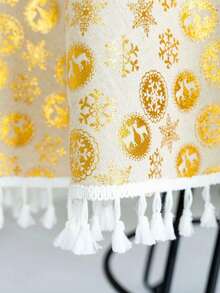 金色聖誕花圈附有鹿和雪花