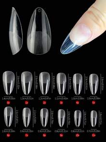 240入組杏仁形磨砂半假指甲 - 無色 - 查看 4