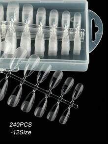 240入組杏仁形磨砂半假指甲 - 無色 - 查看 3