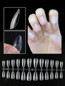 240入組杏仁形磨砂半假指甲 - 無色 - 查看 2