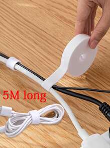 5m Hook And Loop Strap Organizer For Computer, Mobile Phone And Earphone Cables - White - View 1