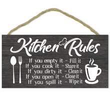 Kitchen Decor, This Is A Self Cleaning Kitchen Hanging Wall Art, Decorative Wood Sign Home Decor - Multicolor - View 1