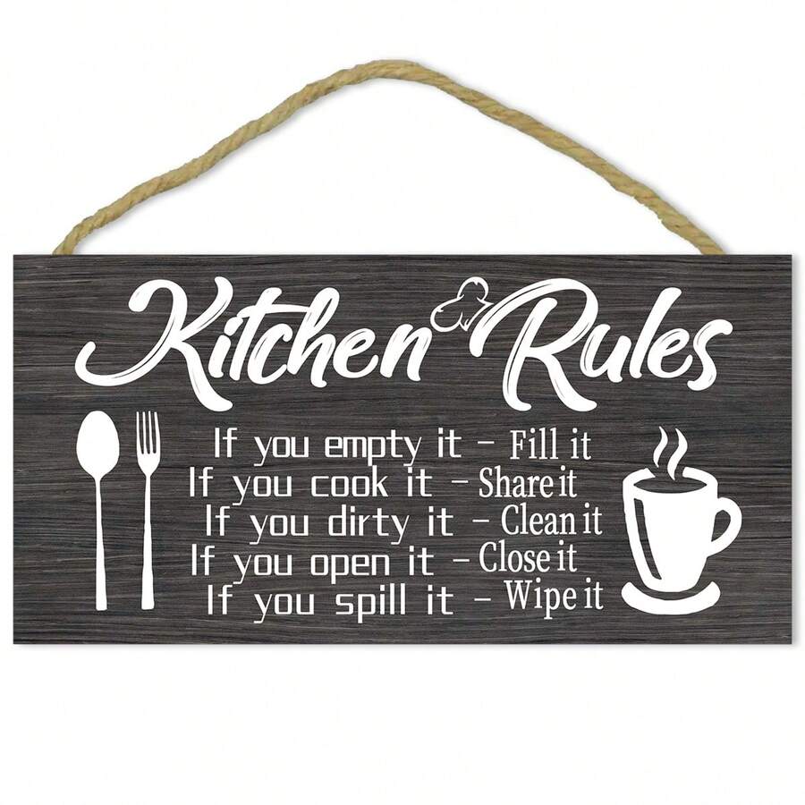 Kitchen Decor, This Is A Self Cleaning Kitchen Hanging Wall Art, Decorative Wood Sign Home Decor - Multicolor - View 1