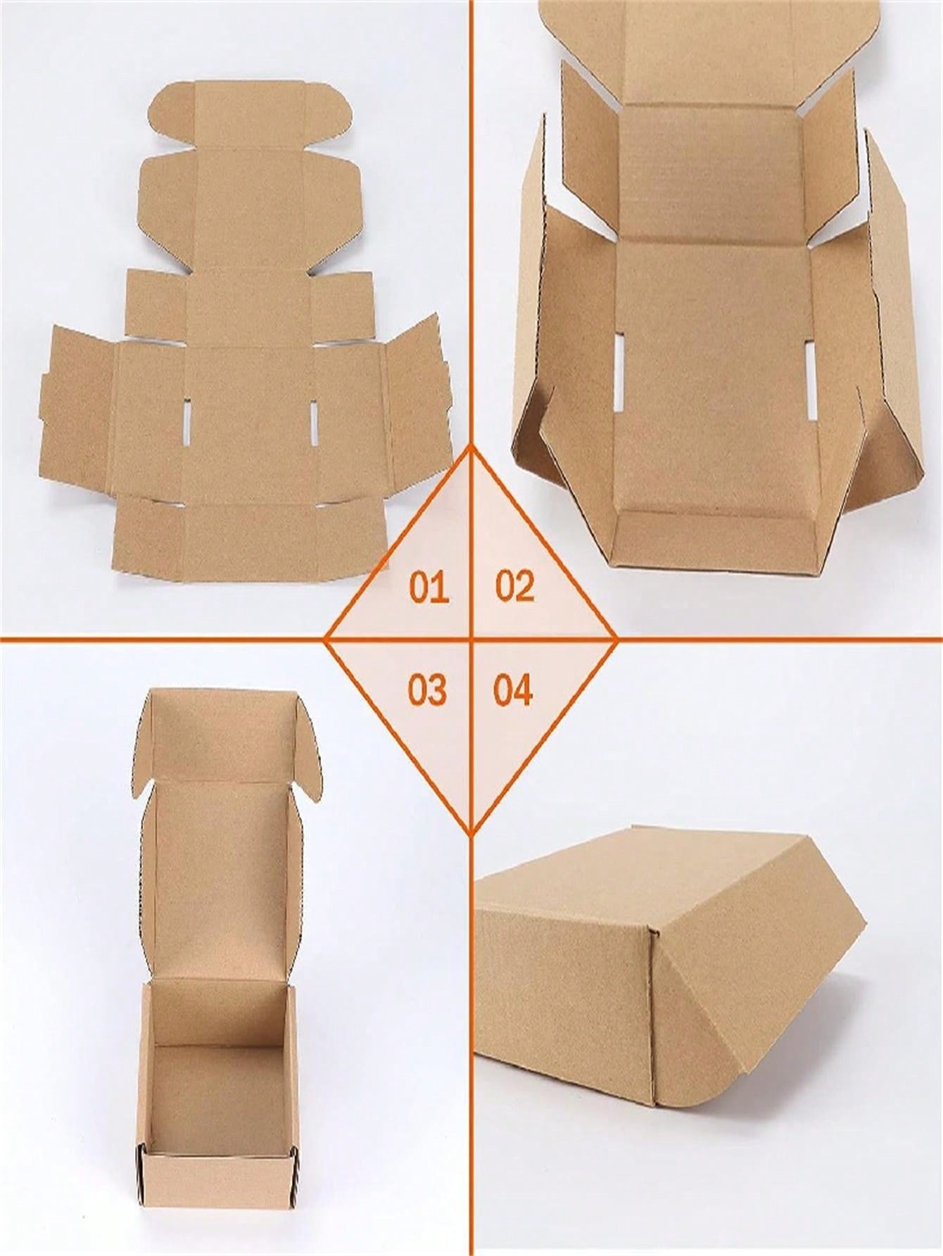 8/25pcs Kraft Paper Shipping Box, Brown Corrugated Cardboard Mailing