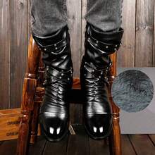 男士切爾西靴商務正式pu皮鞋手工製作復古踝靴冬季款 - 黑色 - 查看 2