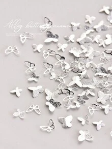 1 盒混合形状镂空金色和银色美甲合金蝴蝶装饰适用于 DIY 美甲