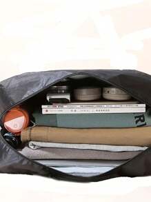 1入組可折疊旅行滌綸收納袋,大容量拉鍊行李袋衣服收納,輕便便攜過夜包&旅行配件旅行必備包,輕便多用途拉鍊手提包,便攜衣服包