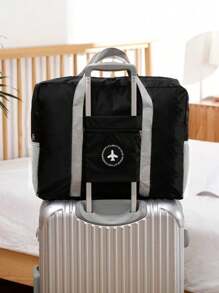 1入組可折疊旅行滌綸收納袋,大容量拉鍊行李袋衣服收納,輕便便攜過夜包&旅行配件旅行必備包,輕便多用途拉鍊手提包,便攜衣服包