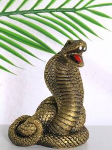 1入復古黃銅眼鏡蛇雕塑斟茶寵物,實心黃銅手柄桌面裝飾 - 彩色 - 查看 3