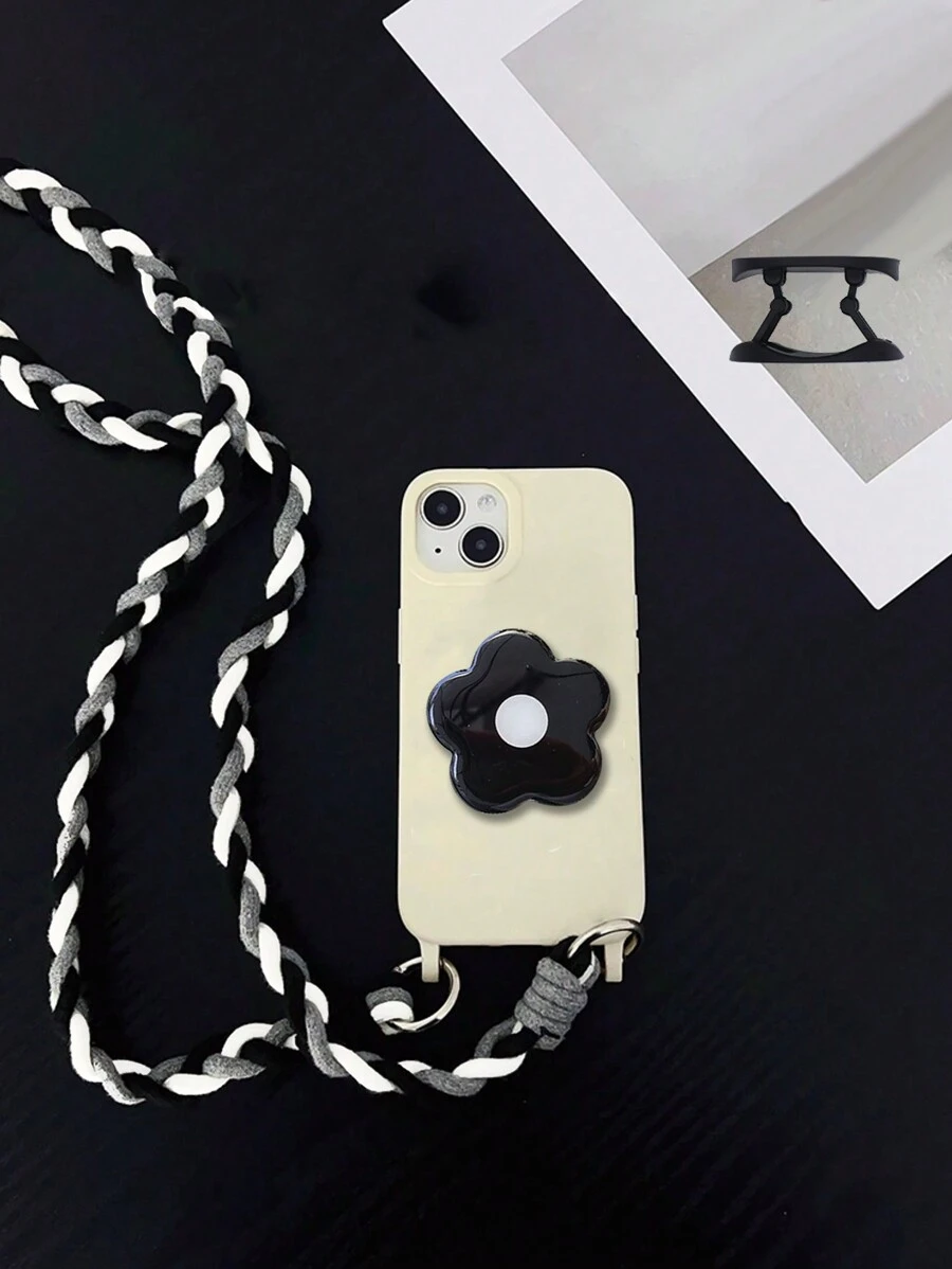 1個iphone 11/15 Promax手機殼,附掛肩帶和掛繩,防摔支架手機殼 - 米色 - 查看 1