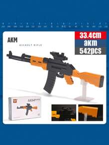 10吋akm玩具槍微顆粒積木組裝模型-套裝擺件 - 彩色 - 查看 1