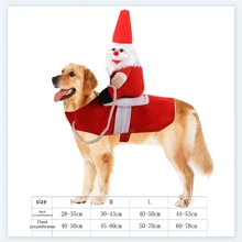 1件紅色聖誕節卡通角色寵物服裝,騎乘聖誕老人服裝,適用於小型,中型和大型寵物 - 紅色 - 查看 2