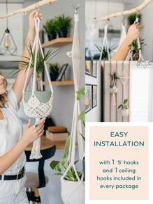 1 pieza Bolsa de red colgante para macetas para organizar el hogar y el jardín, incluye colgador, decoración del hogar, decoración de habitación, decoración de pared