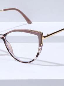 1 pieza Gafas sin graduación de ojo de gato de TR90 con cristales transparentes, accesorios de gafas para mujeres - Multicolor - Ver 3