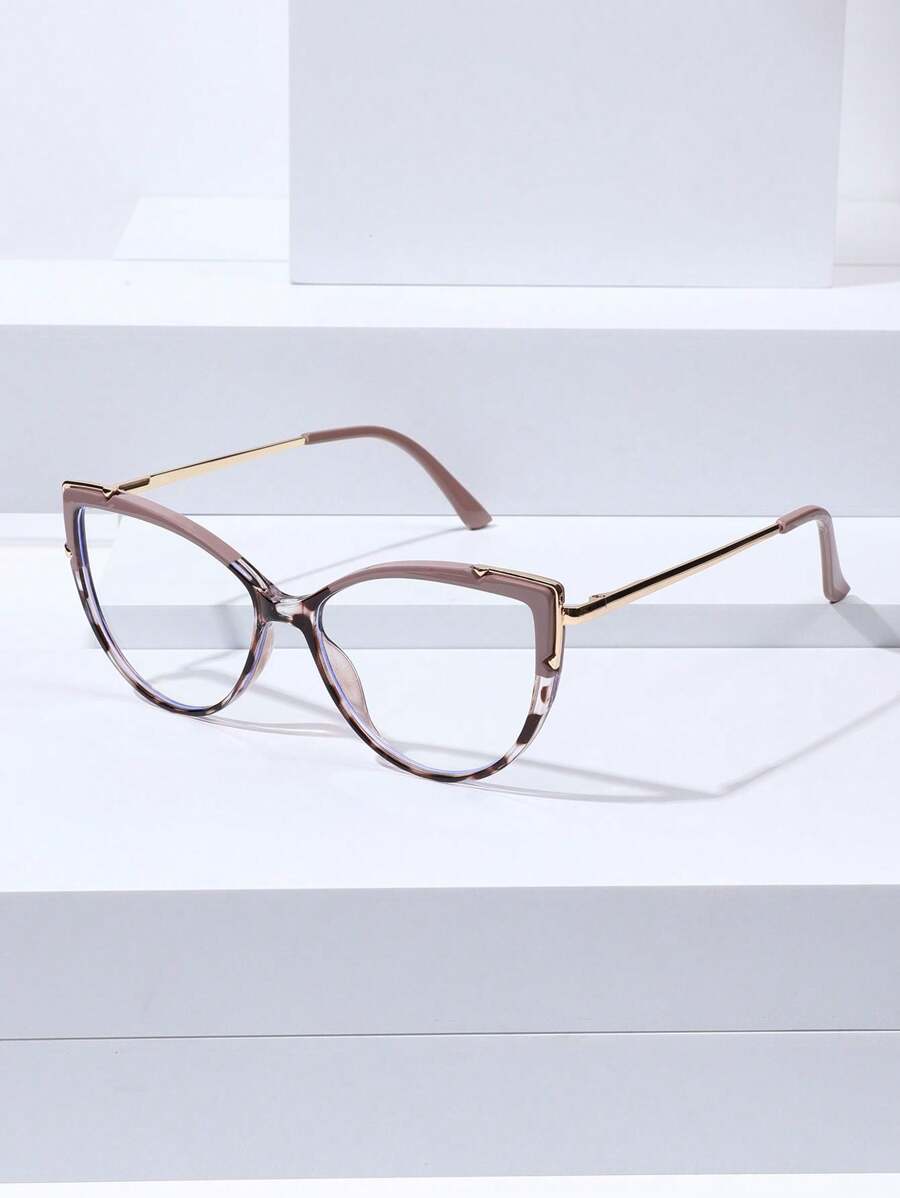 1 pieza Gafas sin graduación de ojo de gato de TR90 con cristales transparentes, accesorios de gafas para mujeres - Multicolor - Ver 1
