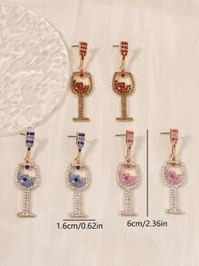 1对派对风格水钻酒杯女士优雅个性化吊坠耳环 - 紅酒杯 - 查看 6