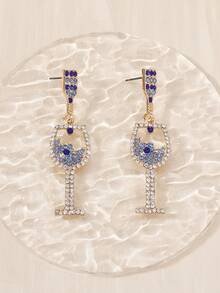 1对派对风格水钻酒杯女士优雅个性化吊坠耳环 - 紅酒杯 - 查看 3