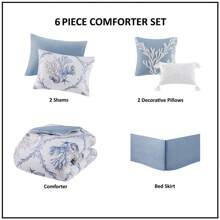 6pc Pismo Beach Oversized Comforter Set With Throw Pillows - Blue/White - View 9