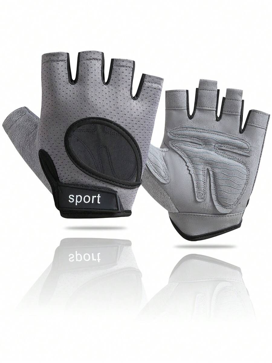 1對(雙)半指男女通用防滑,耐磨,透氣,升級時尚健身手套適用於瑜伽,騎行,戶外運動
