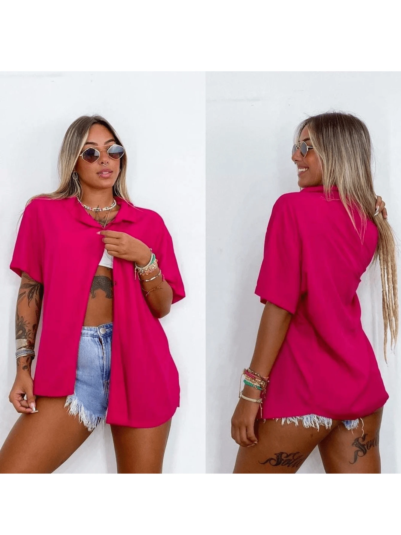 Women Blouses - Màu Hồng Tươi - Xem 1