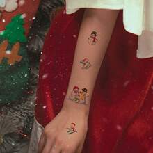 30 件裝聖誕卡通圖案臨時紋身貼紙套裝,防水持久,適合身體、手臂和節日派對化妝使用 - 彩色 - 查看 6