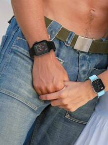 1 件 Apple Watch 表带 男女款运动硅胶智能手表表带 兼容 Apple Watch 表带 44 毫米 38 毫米 40 毫米 41 毫米 42 毫米 45 毫米 46 毫米 49 毫米 时尚简约柔软舒适 - 黑色 - 查看 7