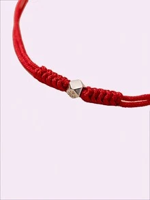 1入時尚925純銀&斷裂銀珠寶「幸運祝福」紅繩可調節手鍊,適合日常佩戴