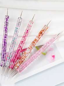 5pcs Women's Transparent Double Ended Rhinestone Picker Pen For Nail Art - Multicolor - View 2