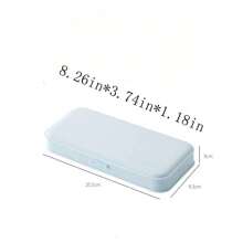 小學生diy多功能翻轉收納盒,塑料極簡風內襯可大容量筆盒 - 淺藍色 - 查看 5