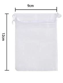 50 件玫瑰紅聖誕節專用半透明歐根紗袋,禮品糖果包裝袋,婚禮派對禮品袋,尺寸 9 厘米寬 X 12 厘米長