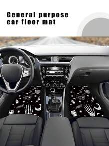 4 cái/bộ Đen & Trắng Ngôi sao , Mặt trăng , Hình đầu lâu In Giao thông công cụ Sàn nhà , Mặt trước Và Ở phía sau - Nhiều màu - Xem 3