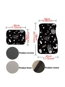 4 cái/bộ Đen & Trắng Ngôi sao , Mặt trăng , Hình đầu lâu In Giao thông công cụ Sàn nhà , Mặt trước Và Ở phía sau - Nhiều màu - Xem 4