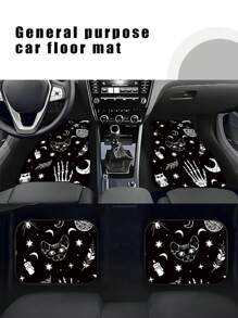 4 cái/bộ Đen & Trắng Ngôi sao , Mặt trăng , Hình đầu lâu In Giao thông công cụ Sàn nhà , Mặt trước Và Ở phía sau - Nhiều màu - Xem 1