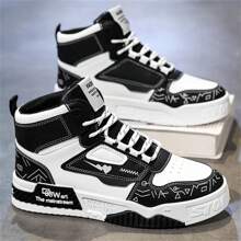 男性風格的鞋子、工裝工作褲、休閒、復古、系帶靴、高筒韓式鞋 - 黑色 - 查看 4