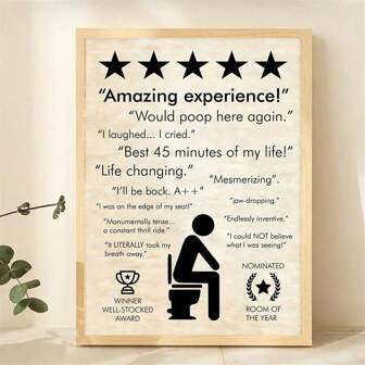 1 Pc Humorous Bathroom Quote Sign Wall Poster Retro Amazing Experience Would Poop Here Again Reviews Canvas Painting Home Decor,Wall Art Gifts Birthday Graduation