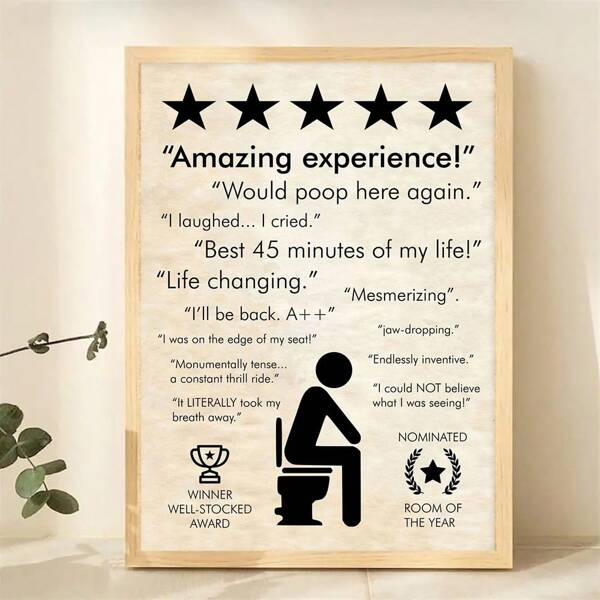 1 Pc Humorous Bathroom Quote Sign Wall Poster Retro Amazing Experience Would Poop Here Again Reviews Canvas Painting Home Decor,Wall Art Gifts Birthday Graduation
