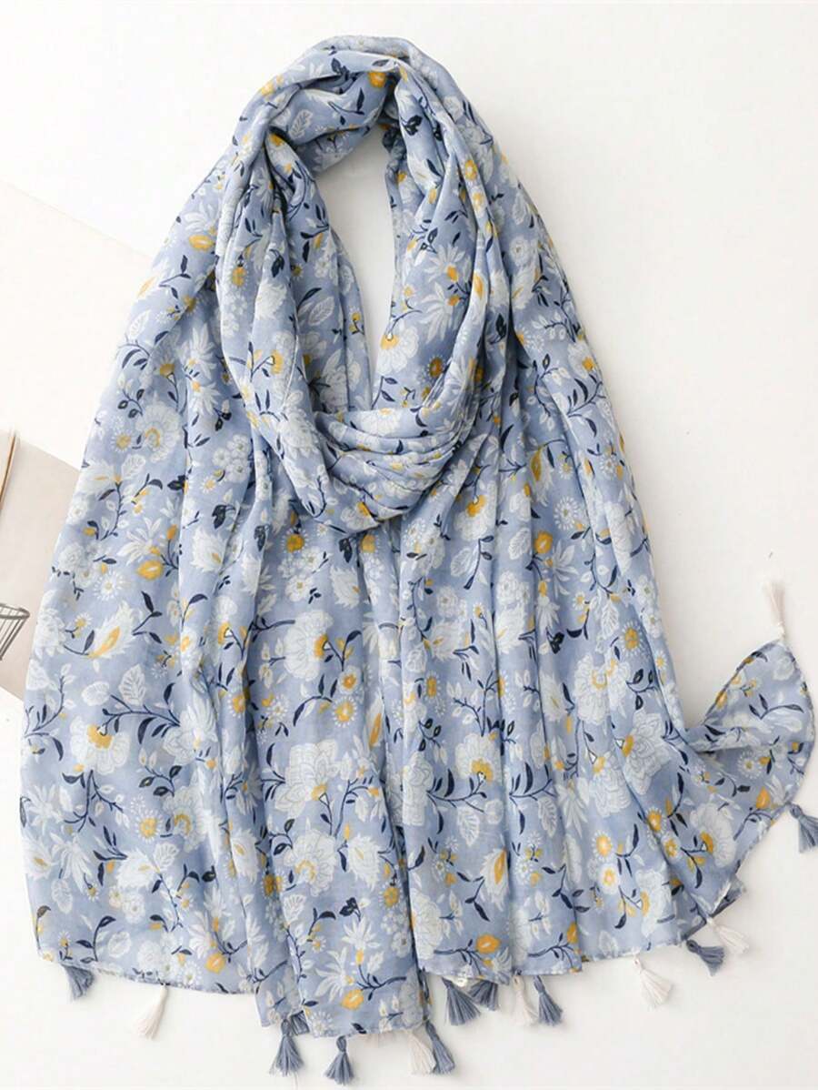 簡約印花女用絲巾新款秋冬保暖圍巾時尚長圍巾防曬沙灘巾戶外披肩百搭圍巾女