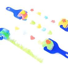 4pcs/Set Colorful Flower Shaped Children Paint Brush & Sponge Stamp With Mushroom Handle - Black - View 3