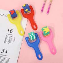 4pcs/Set Colorful Flower Shaped Children Paint Brush & Sponge Stamp With Mushroom Handle - Black - View 5