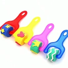 4pcs/Set Colorful Flower Shaped Children Paint Brush & Sponge Stamp With Mushroom Handle - Black - View 1