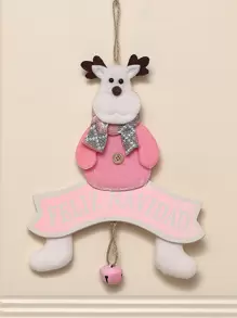 1入聖誕裝飾,掛老人雪人門掛飾品,玻璃窗掛聖誕樹裝飾,場景裝飾 - 『粉紅色鈴鐺』鹿 - 查看 1