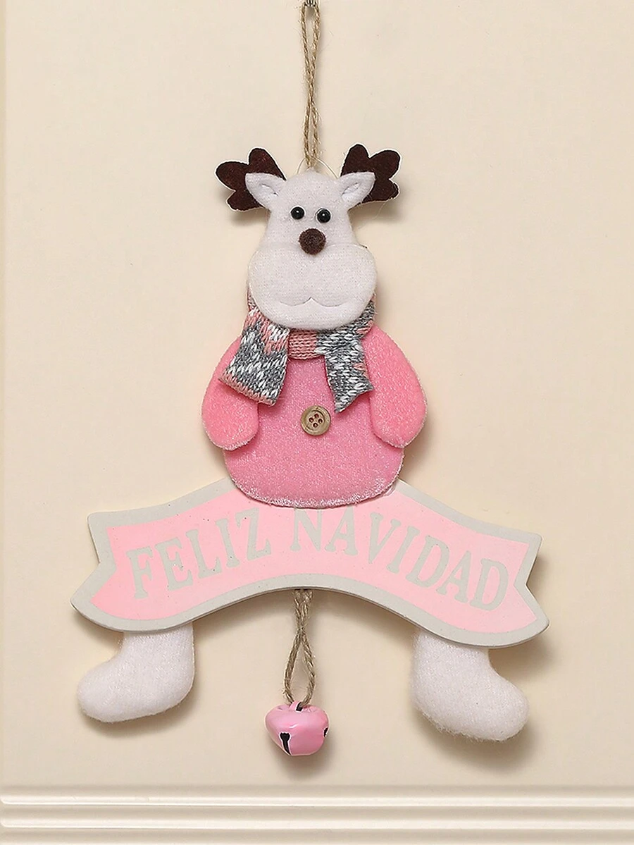 1入聖誕裝飾,掛老人雪人門掛飾品,玻璃窗掛聖誕樹裝飾,場景裝飾 - 『粉紅色鈴鐺』鹿 - 查看 1