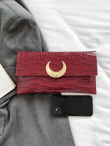 Metallic Moon Decor Ladies' Clutch Bag , Burgundy Bag, Christmas Bag, Christmas & New Year Ideal Gift - Burgundy - View 5