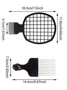 髮海綿套裝,神奇髮絲卷海綿手套,非洲髮海綿理髮師刷子,捲髮梳,理髮師髮型設計必需品 - 黑色 - 查看 3
