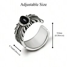 Phnibird黑色縞瑪瑙耳夾,手工製作的復古925純銀不須穿洞哥德風珠寶 - 黑色 - 查看 5