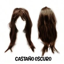 Lecute Peluca Lacia Larga Economica Cosplay Disfraz Fiesta Sintetica Pelucas Colores Antro Carnaval Batucada - Café integral - Ver 1