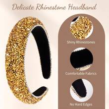 Oaoleer女士鑲鑽頭帶,閃閃發光的水晶時尚頭飾,鑽石頭帶鑲嵌,厚墊閃粉頭箍,適用於生日派對,婚禮,聖誕節禮物,皇家風格